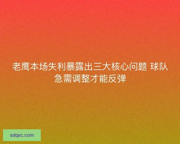 老鹰本场失利暴露出三大核心问题 球队急需调整才能反弹