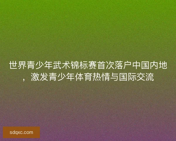 世界青少年武术锦标赛首次落户中国内地，激发青少年体育热情与国际交流